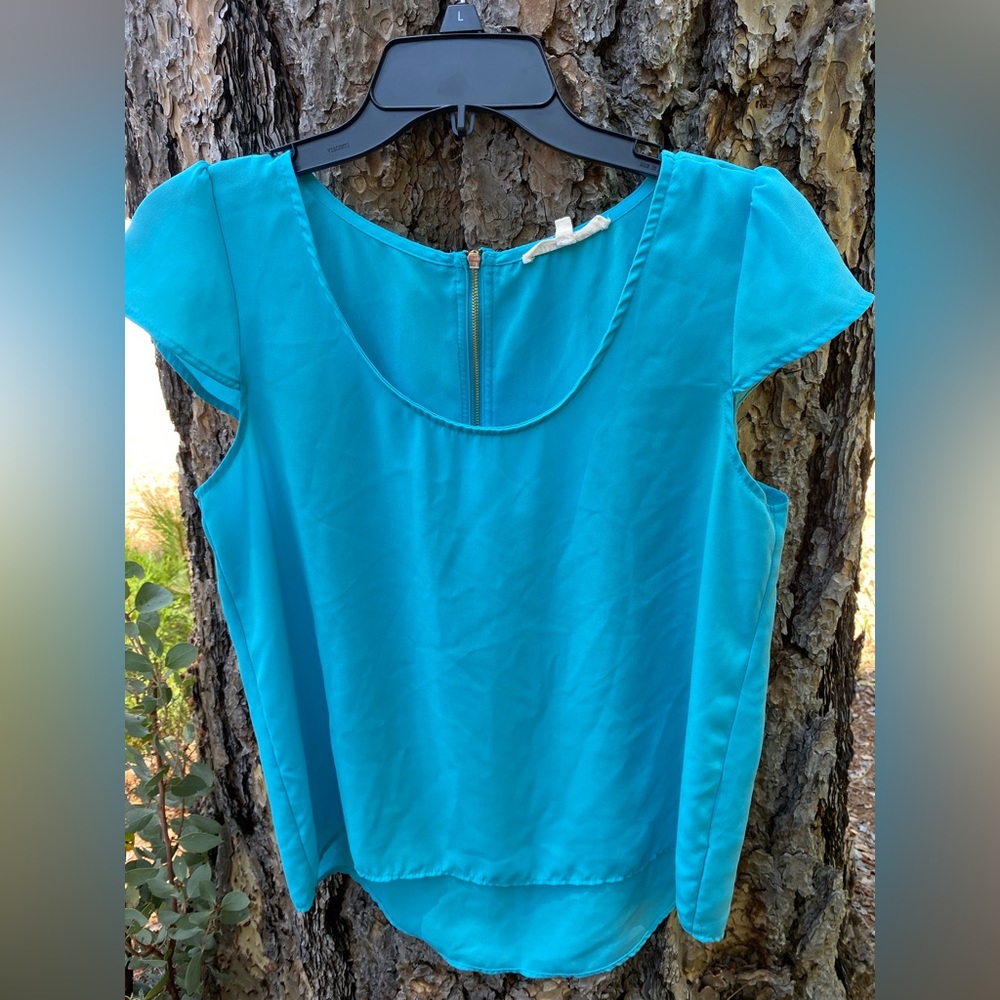 Wishful Park Turquoise Cap Sleeve Blouse